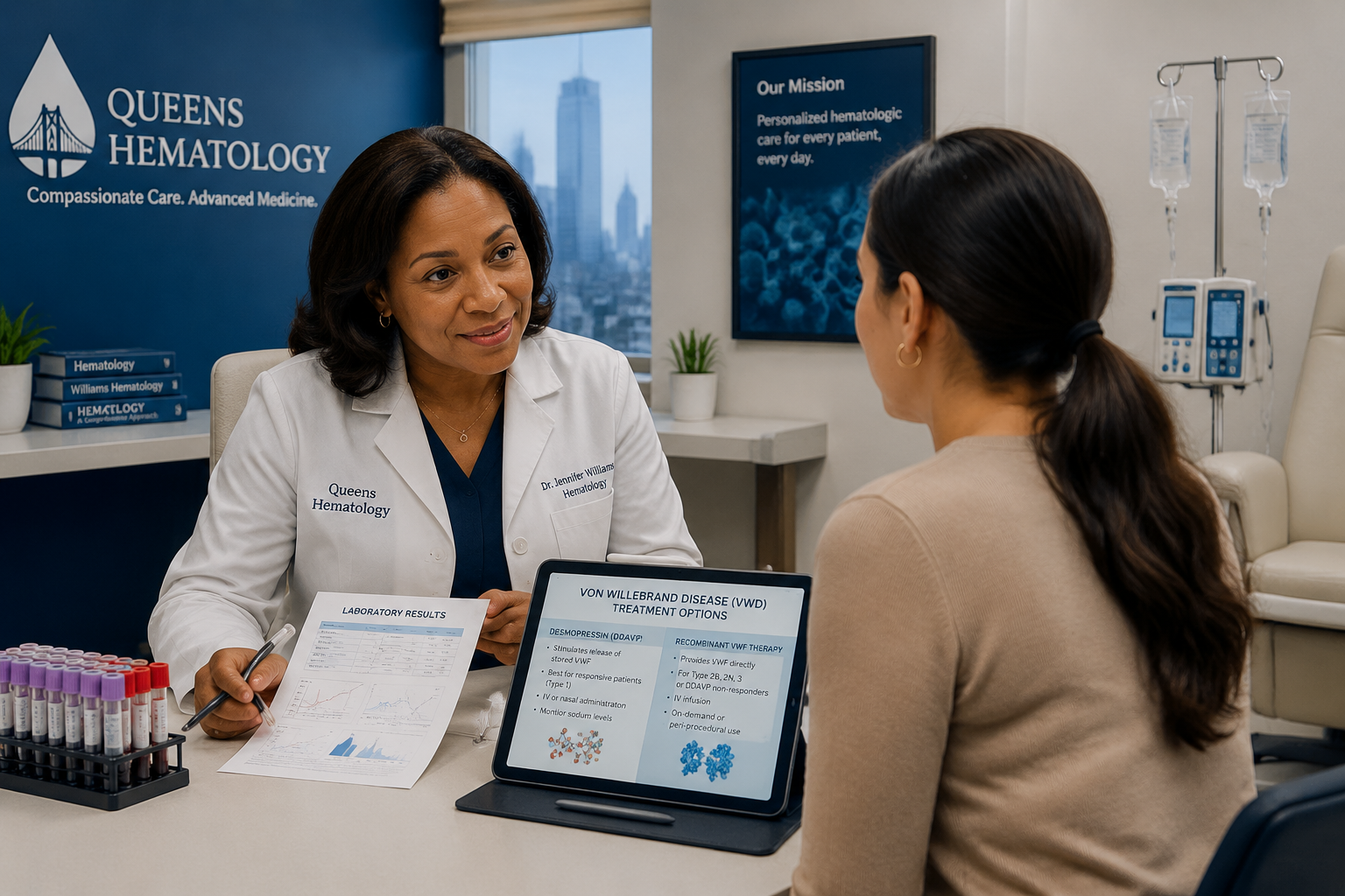 Specialists talking to a patient