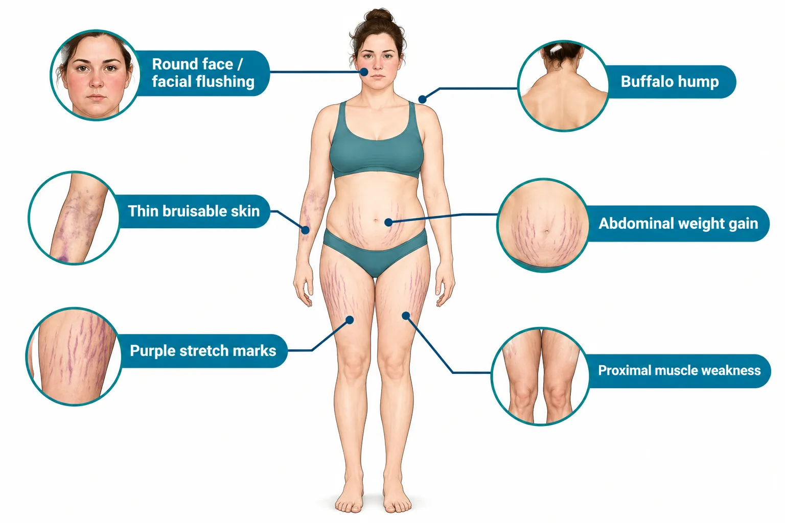 1. Unexplained Weight Gain in the Midsection and Face